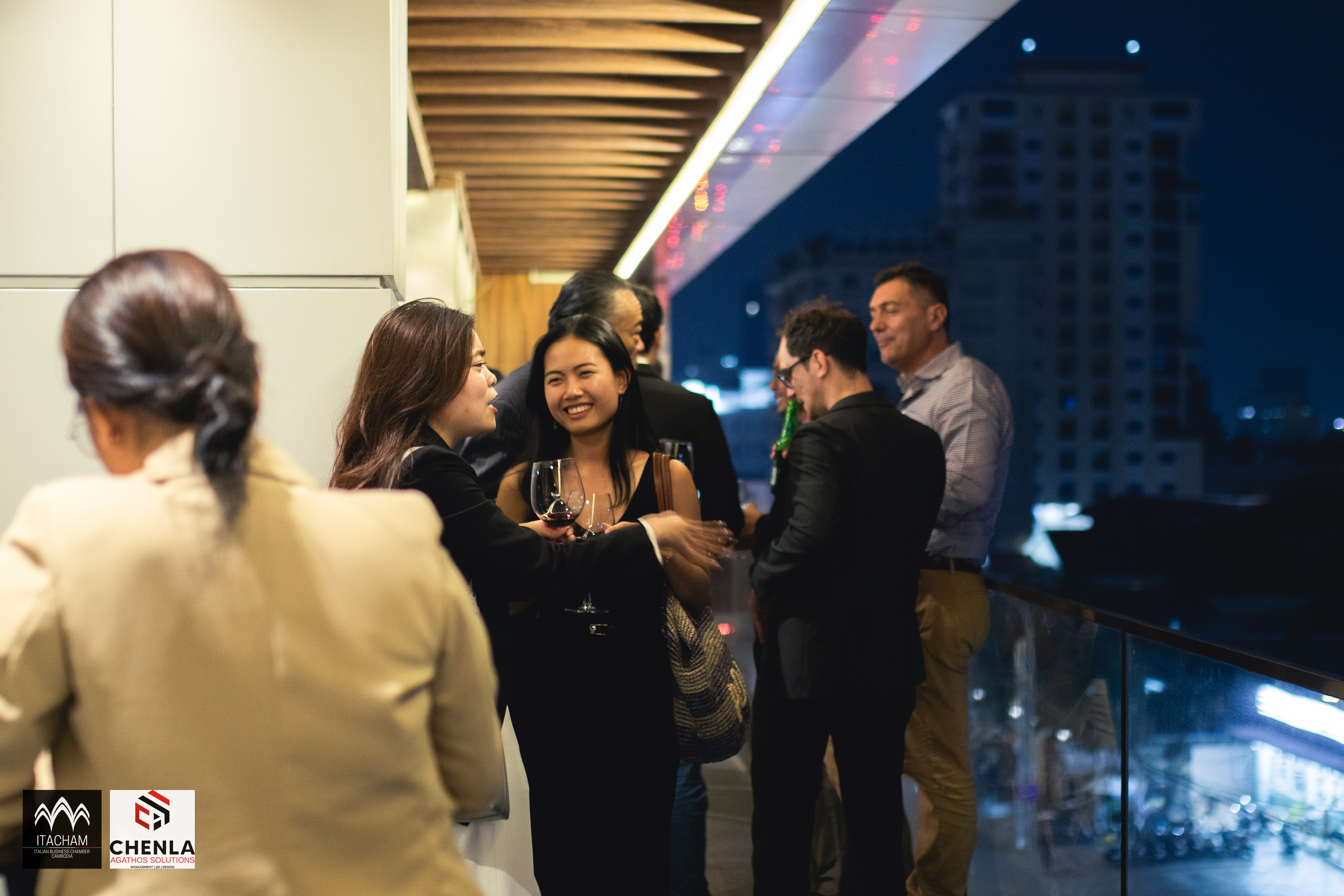 An evening gathering at the sky bar